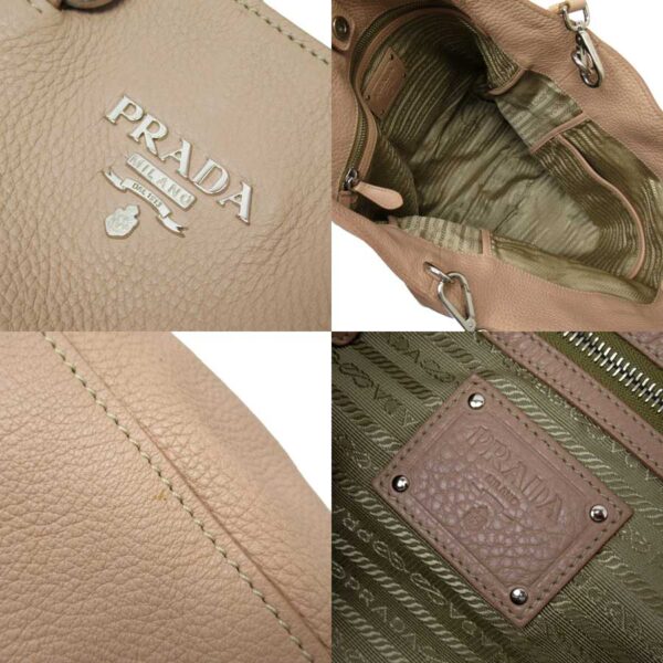 53214a 2 Prada 2Way Handbag Leather Beige Pink