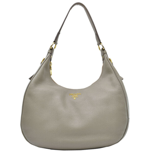 53315a Prada Shoulder Bag Leather Brown Gray