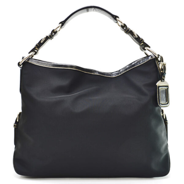 53341a 2 Prada Triangle Shoulder Bag Nylon Leather Black