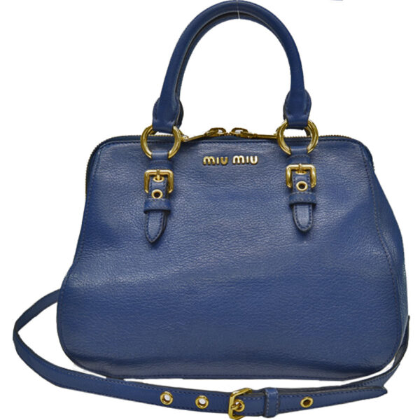 53489a Miu Miu Shoulder Bag Leather Navy