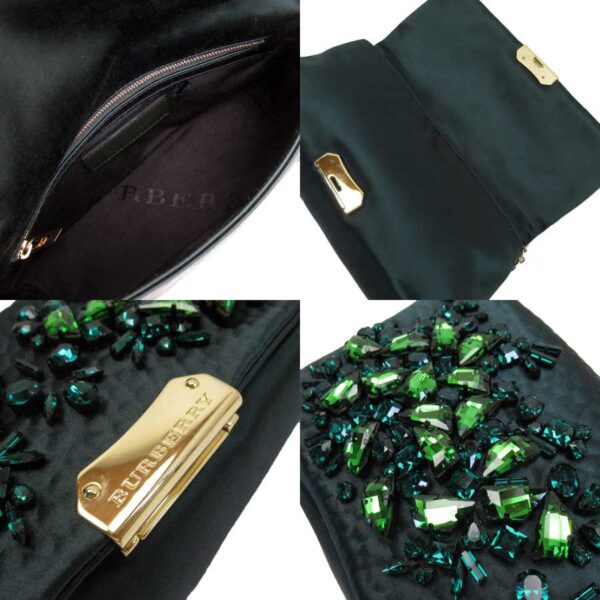 53575f 1 Burberry Satin Rhinestone Chain Shoulder Bag Green