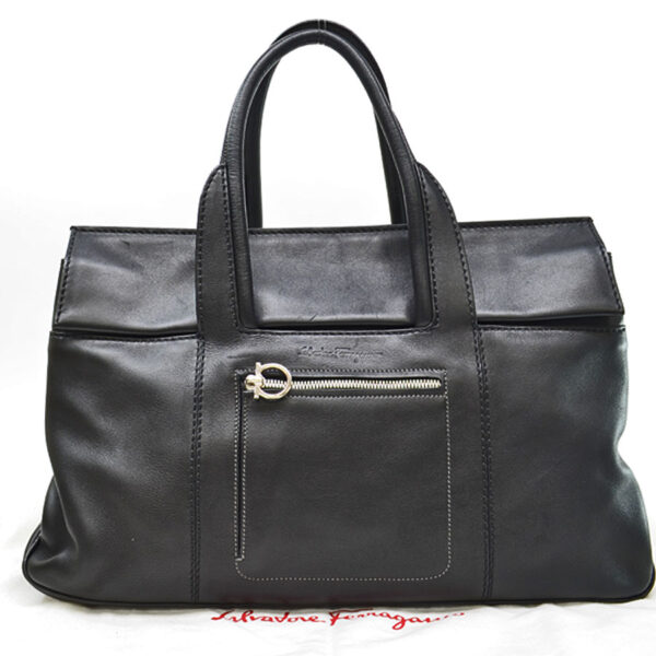 53591a Salvatore Ferragamo Handbag Business Bag Leather Black