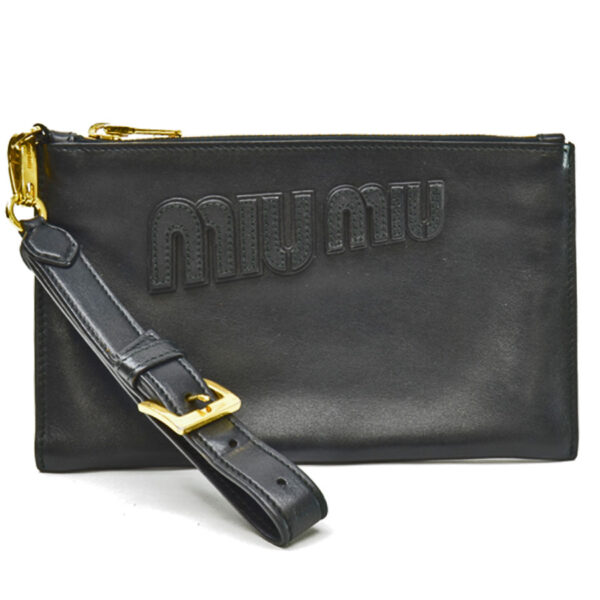 53829g Miu Miu Pouch Leather Black