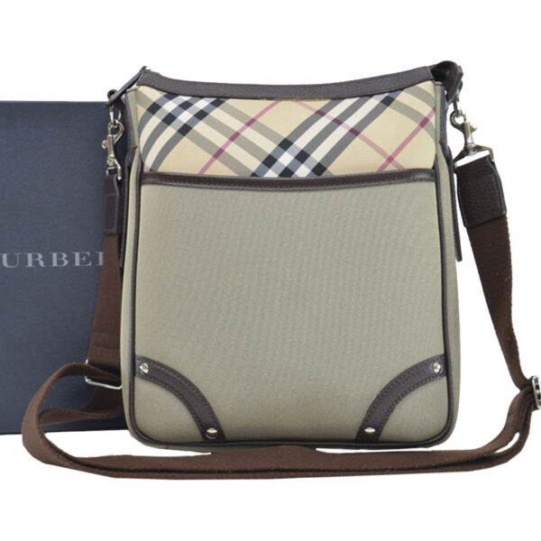 53915a Burberry Nova Check Canvas Crossbody Shoulder Bag Khaki Brown