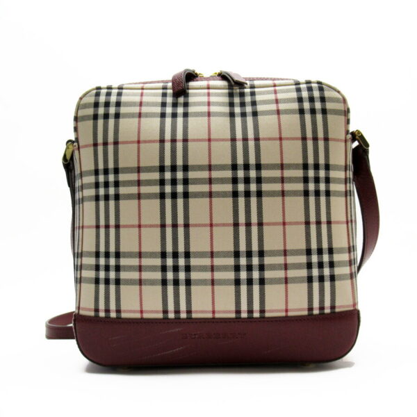 54018a Burberry Nova Check Canvas Leather Crossbody Shoulder Bag Brown