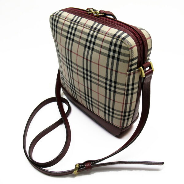 54018a 2 Burberry Nova Check Canvas Leather Crossbody Shoulder Bag Brown