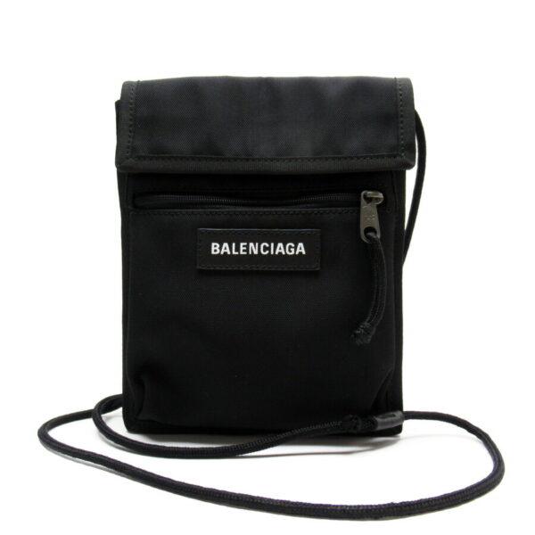 54025a Balenciaga EXPLORER POUCH STRAP Nylon Crossbody Bag Black