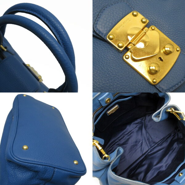 54026a 1 Miu Miu Handbag Shoulder Bag Leather Blue