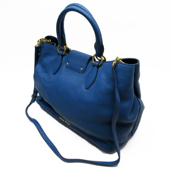 54026a 2 Miu Miu Handbag Shoulder Bag Leather Blue