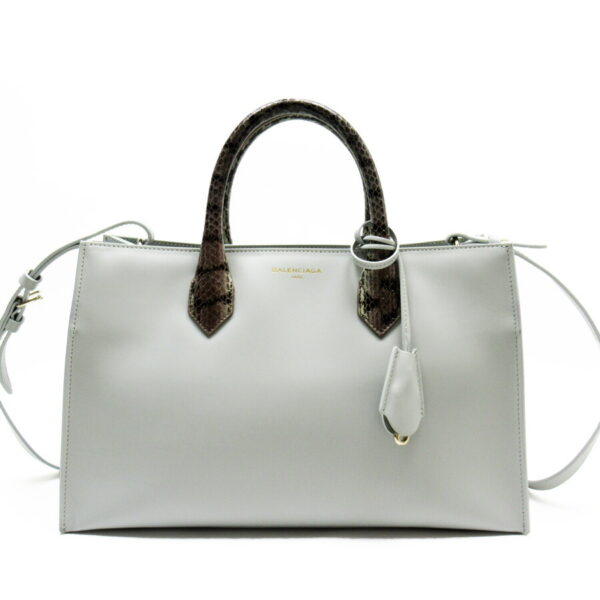 54029a Balenciaga Leather Python 2Way Bag Gray