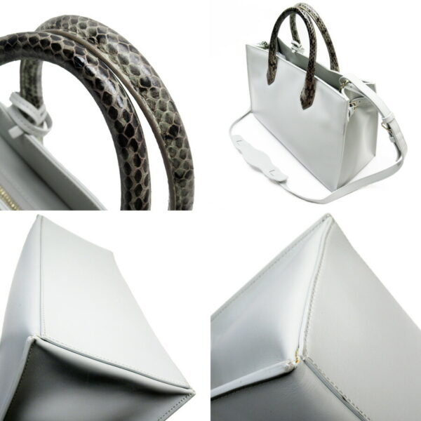 54029a 1 Balenciaga Leather Python 2Way Bag Gray