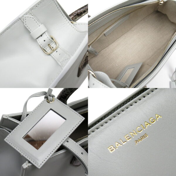 54029a 2 Balenciaga Leather Python 2Way Bag Gray