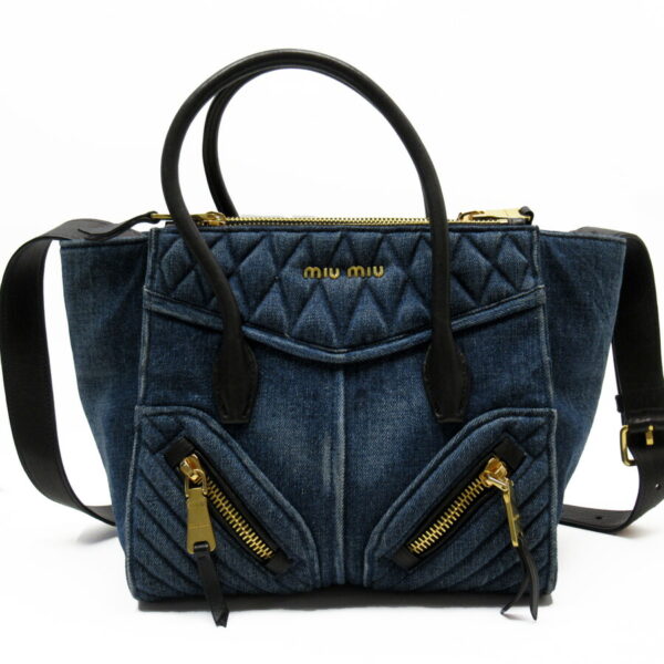 54030a Miu Miu Handbag Crossbody Shoulder Bag Denim Blue