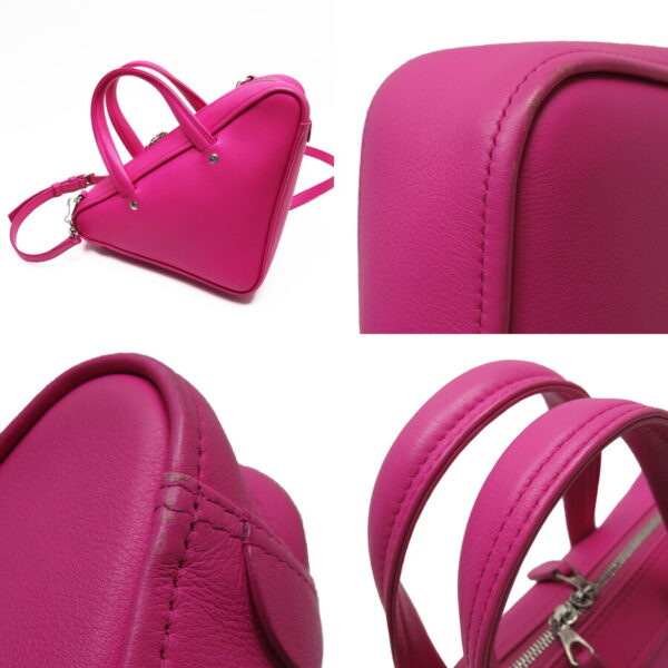 54032a 1 Balenciaga Triangle Duffle XS Leather 2Way Bag Pink