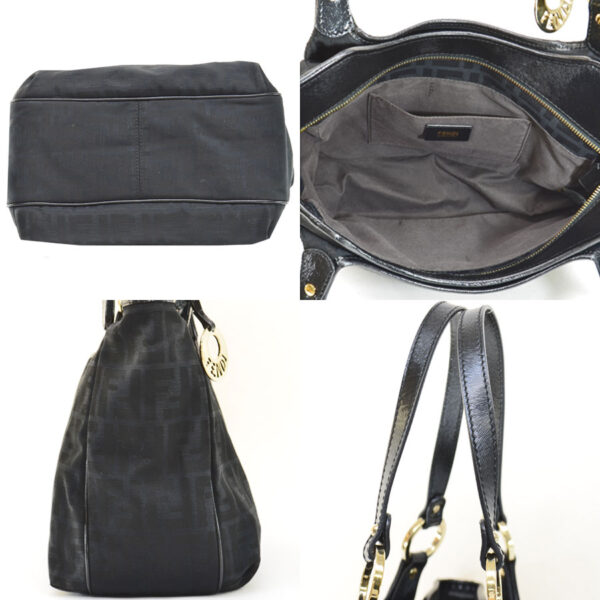 54048a 1 Fendi Shoulder Bag Canvas Leather Black