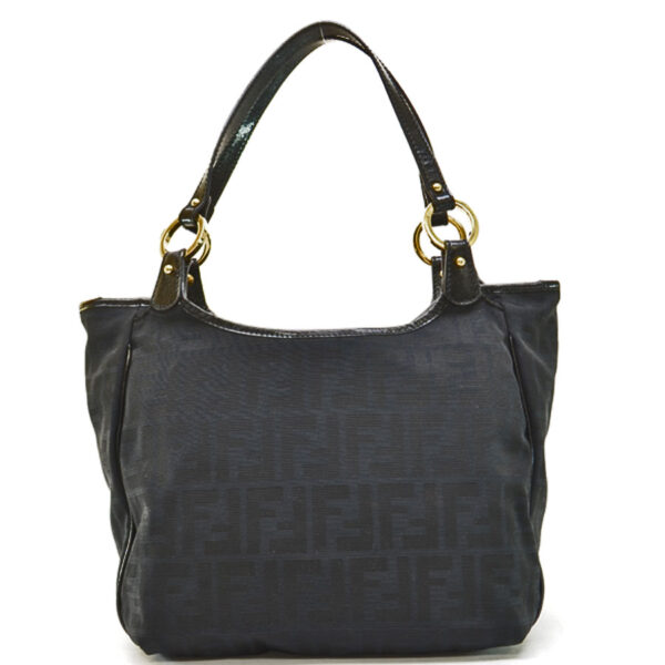 54048a 2 Fendi Shoulder Bag Canvas Leather Black