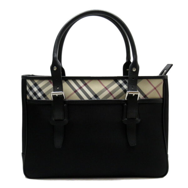 54092a Burberry Nova Check Canvas Leather Shoulder Bag Black Beige