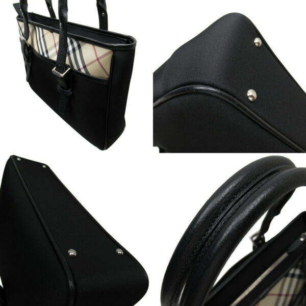 54092a 1 Burberry Nova Check Canvas Leather Shoulder Bag Black Beige