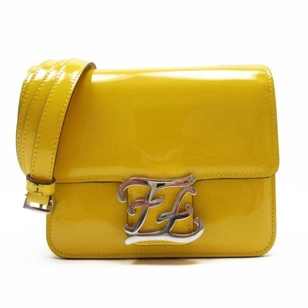 54164a Fendi Crossbody Shoulder Bag Patent Leather Yellow