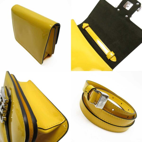 54164a 1 Fendi Crossbody Shoulder Bag Patent Leather Yellow