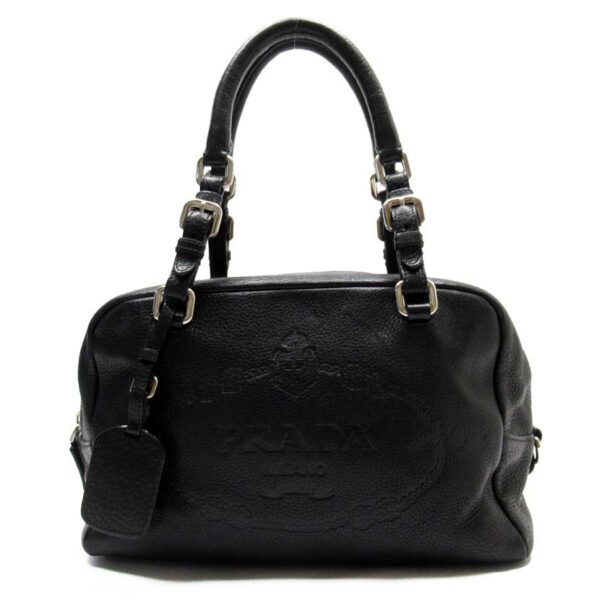 54191a Prada Handbag Leather Black