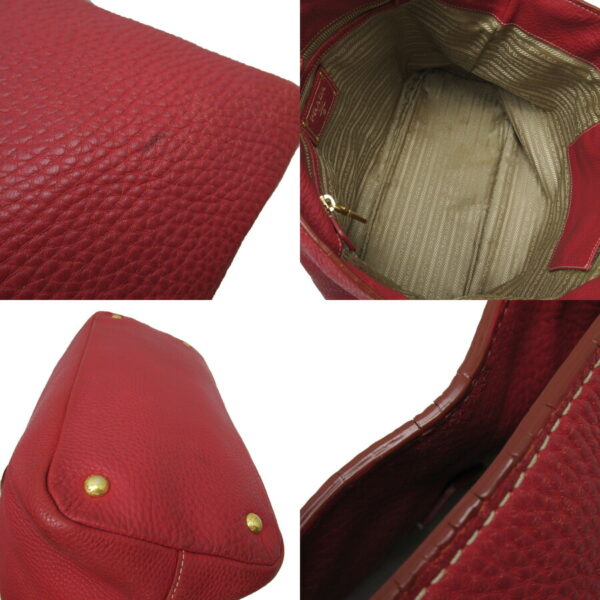 54245a 4 Prada 2Way Handbag Leather Red