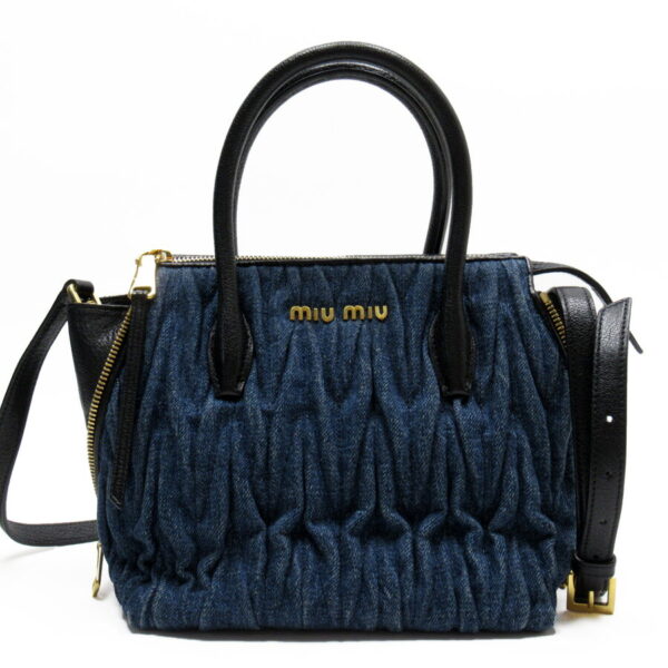 54247a Miu Miu Handbag Crossbody Shoulder Bag Denim Blue