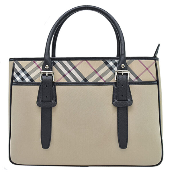 54279a Burberry Nova Check Nylon Canvas Leather Handbag Beige White Red Black