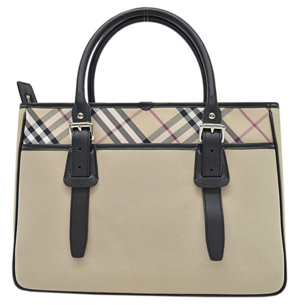 54279a 1 Burberry Nova Check Nylon Canvas Leather Handbag Beige White Red Black