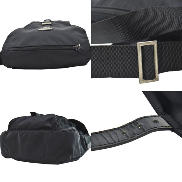 54283a 4 Prada Triangle Shoulder Bag Nylon Leather Black