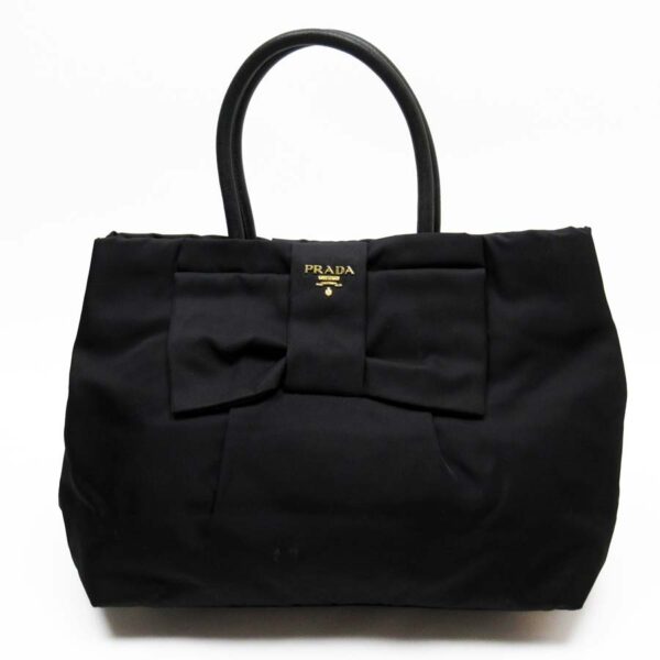 54310f Prada Handbag Nylon Leather Black