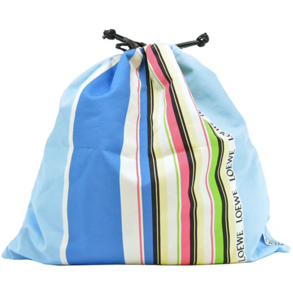 54391a Loewe Drawstring Pouch Stripes Canvas Leather Bag Blue Multi