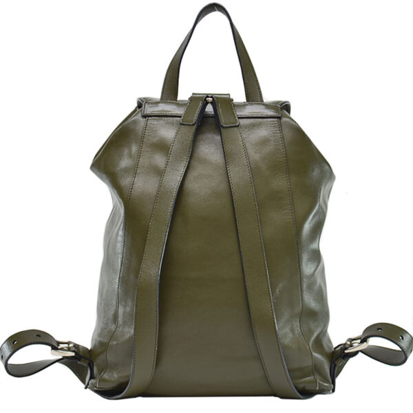 54545a 1 Prada Backpack Triangle Leather Khaki Brown