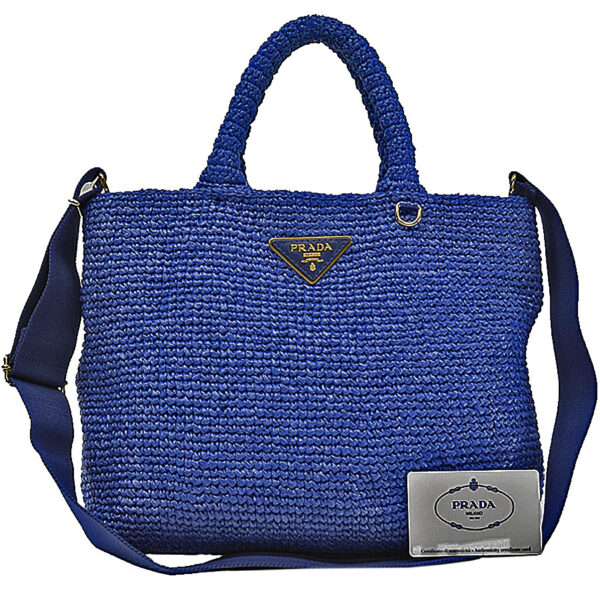 54546f Prada Handbag Triangle Raffia Shoulder Bag Navy