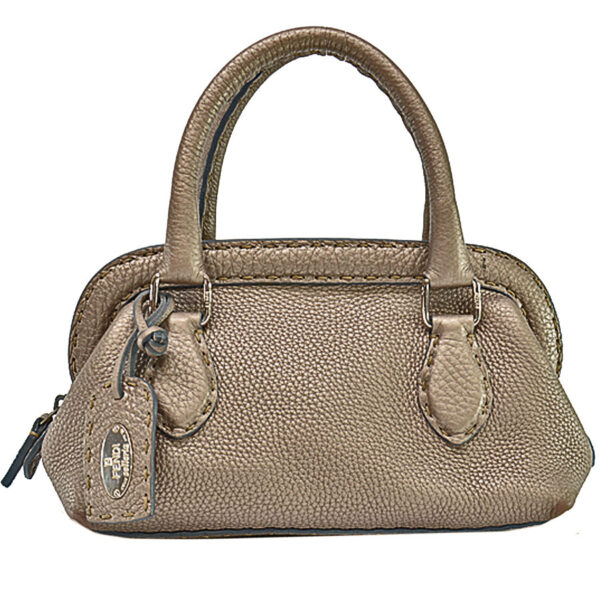 54619g 1 Fendi Selleria Handbag Leather Metallic Brown