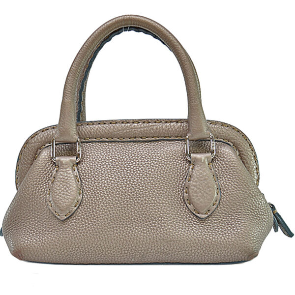 54619g 2 Fendi Selleria Handbag Leather Metallic Brown