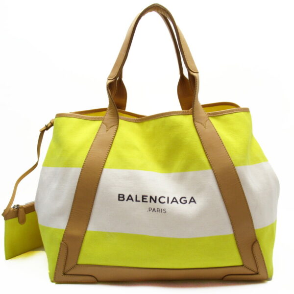 54882j Balenciaga Canvas Tote Bag Natural Yellow White