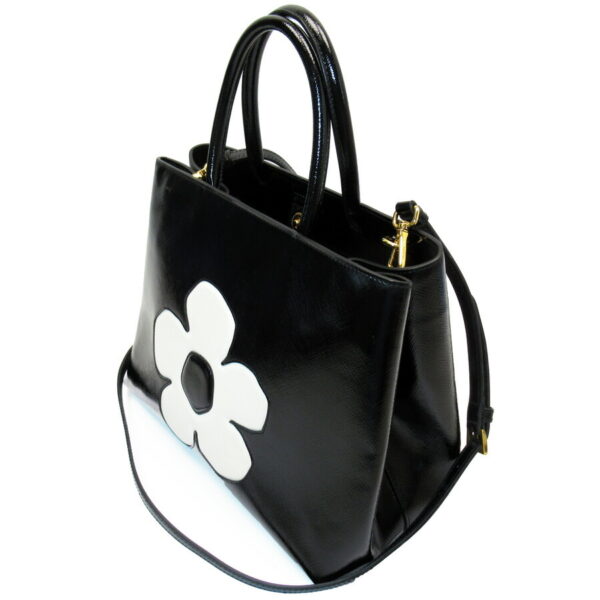 54883f 1 Prada Shoulder Bag Leather Black White