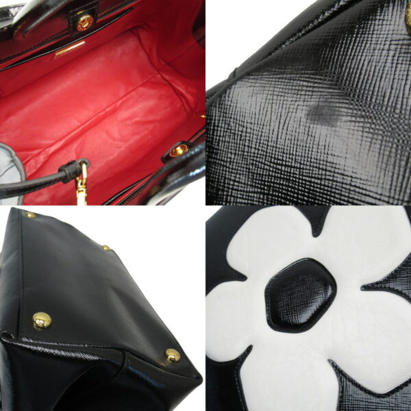 54883f 4 Prada Shoulder Bag Leather Black White