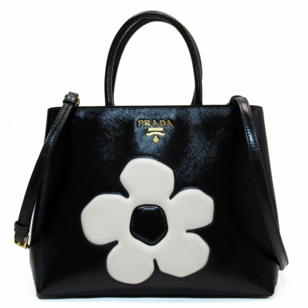 54883f Prada Shoulder Bag Leather Black White