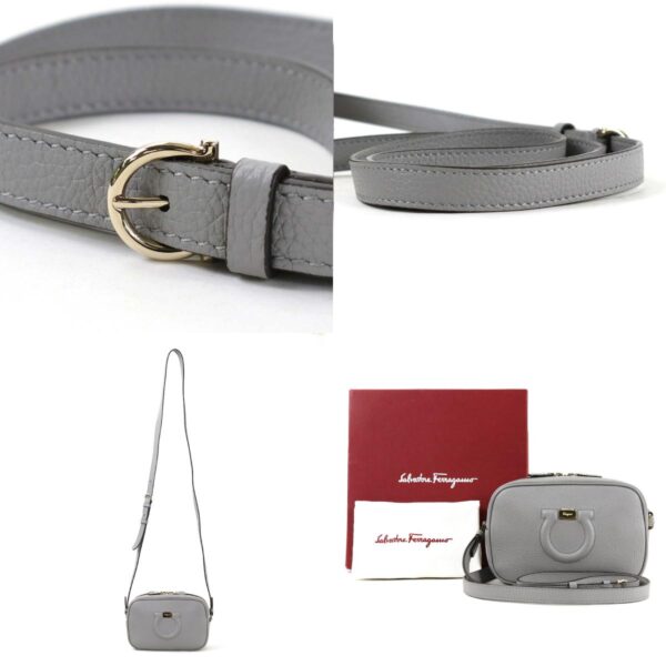 54946f 10 c Salvatore Ferragamo Gancini Leather Crossbody Shoulder Bag Gray