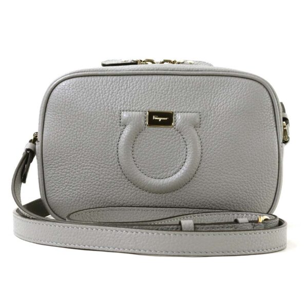 54946f Salvatore Ferragamo Gancini Leather Crossbody Shoulder Bag Gray