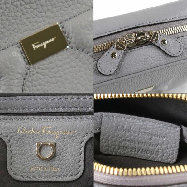 54946f 6 c Salvatore Ferragamo Gancini Leather Crossbody Shoulder Bag Gray