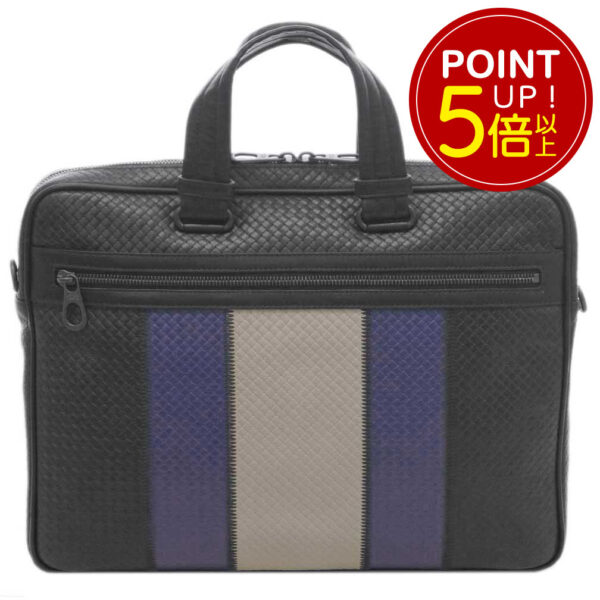 550497 1139 p5 Bottega Veneta Intreccio Calf 2WAY Briefcase Nero Atlantic