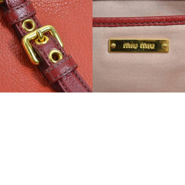 55049a 13 c Miu Miu Handbag Shoulder Bag Leather Orange Red