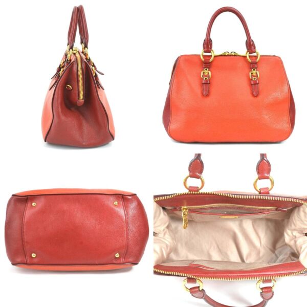 55049a 1 c Miu Miu Handbag Shoulder Bag Leather Orange Red