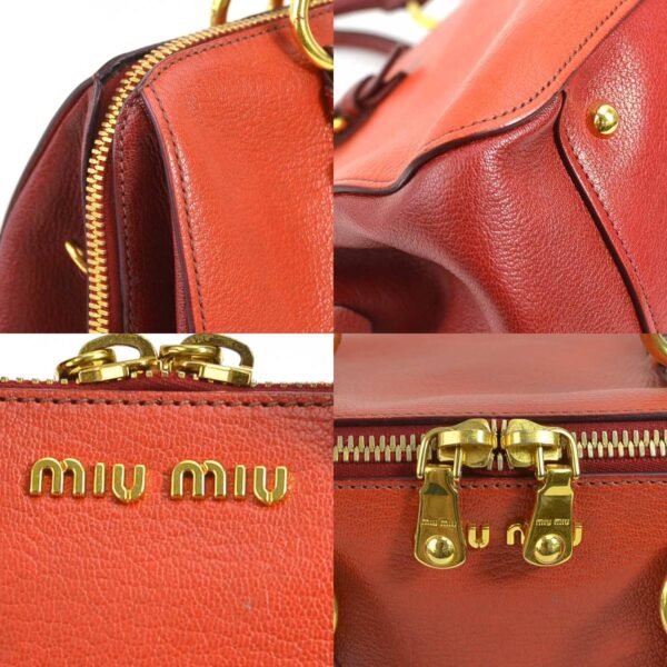 55049a 5 c Miu Miu Handbag Shoulder Bag Leather Orange Red