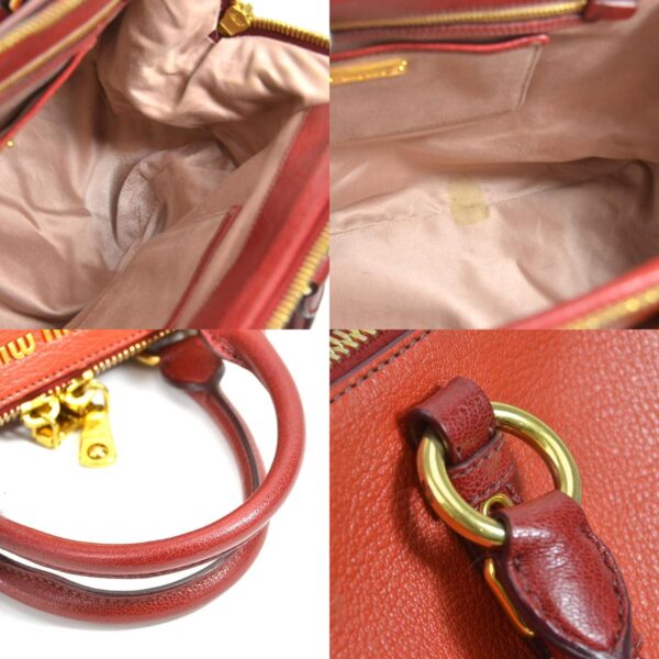 55049a 9 c Miu Miu Handbag Shoulder Bag Leather Orange Red