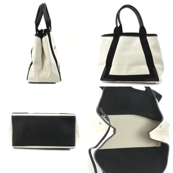 55216g 2 c Balenciaga Canvas Leather Tote Bag White Black