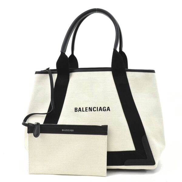 55216g Balenciaga Canvas Leather Tote Bag White Black